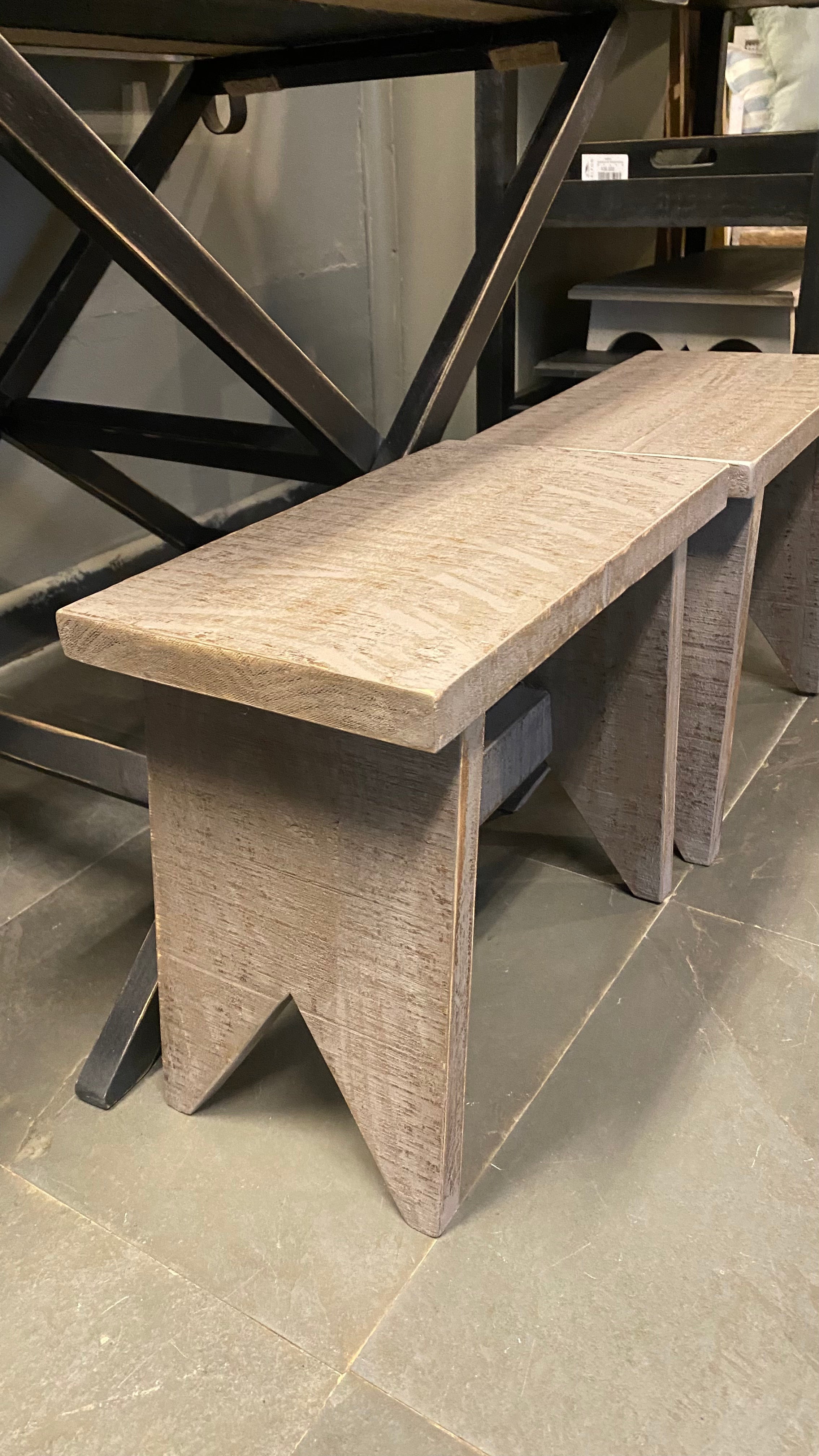 Banquito rustico 35x20x30 patina taupe