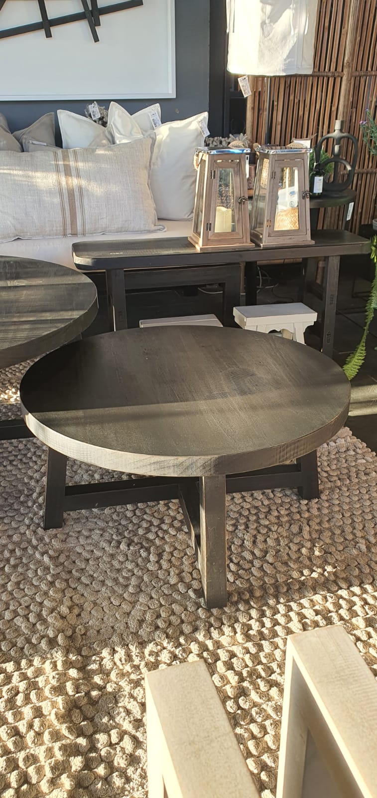 Mesa de centro redonda 70x35 negra