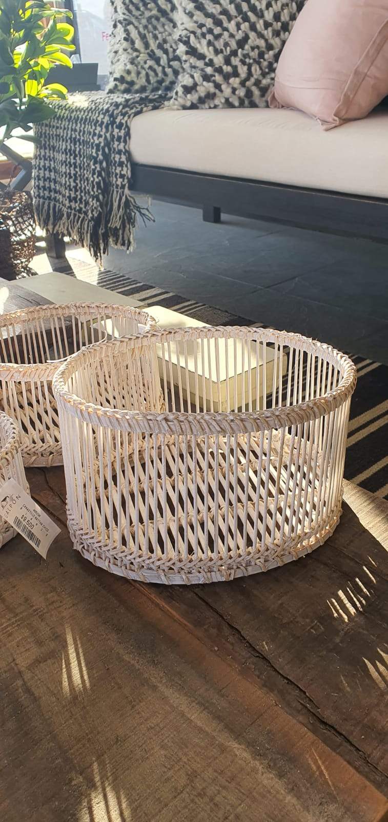Canastillo rattan grande blanco