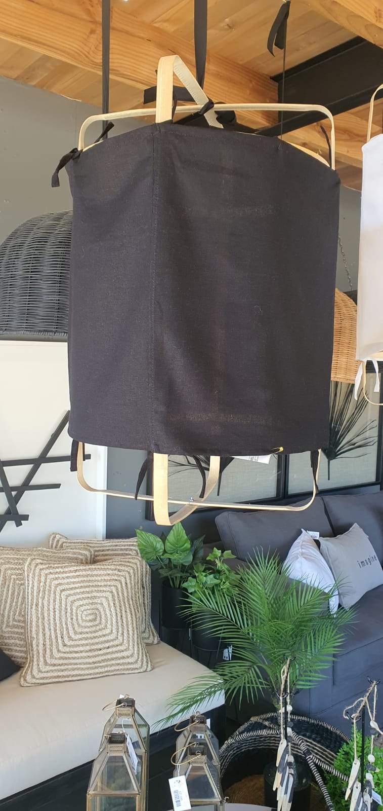 Pantalla bambu funda lino negra
