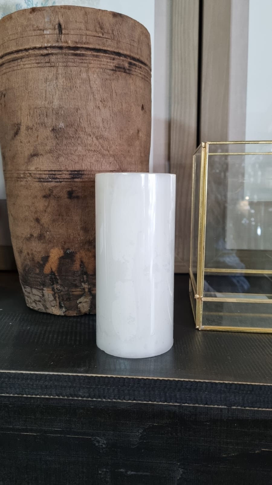 Vela pilar aromatica blanca vainilla 15 cm