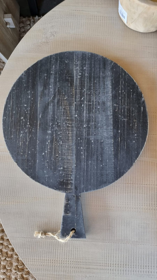 Tabla redonda con mango grande pátina negra