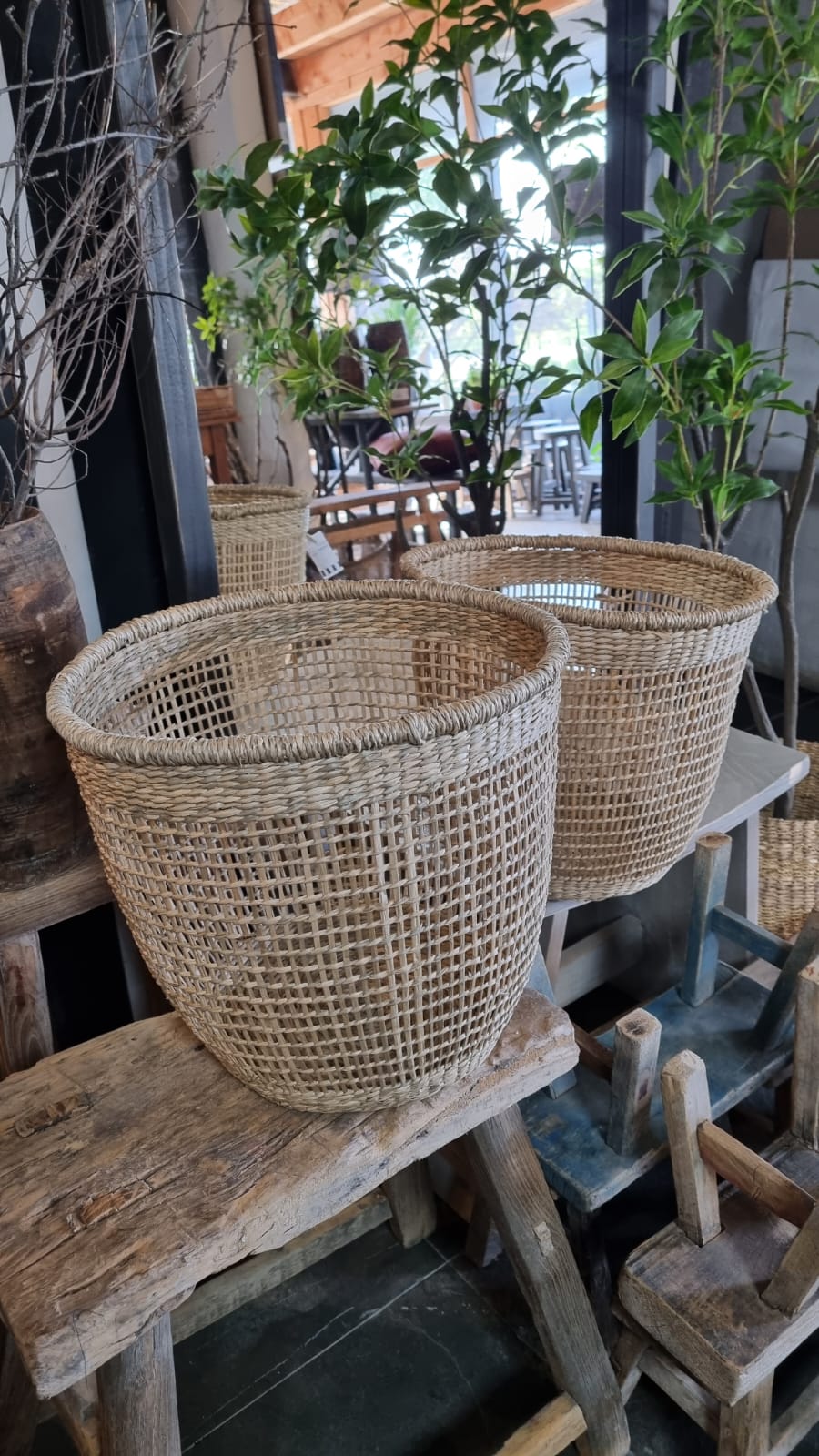 Canasto malla fibra natural l