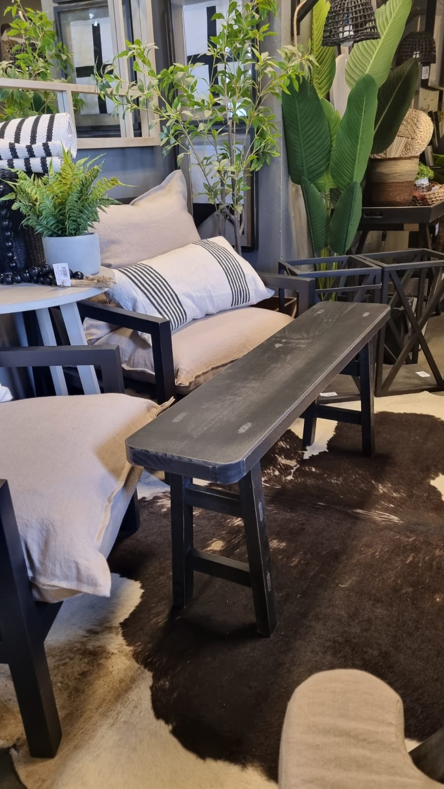 Banqueta tere 110x23x45 patina negra