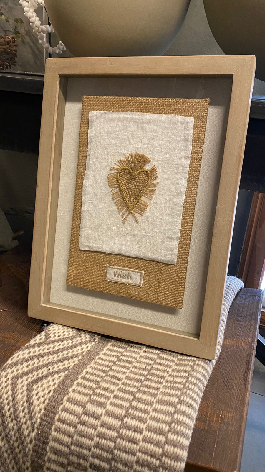 Cuadro corazon wish 29x38 teñido rustico